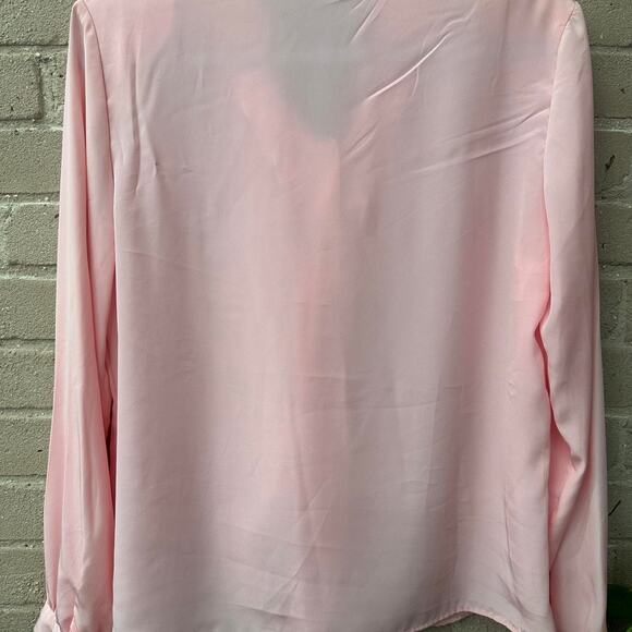 1980s M Baby Pink Bow Blouse Made in USA Light - Picture 7 of 7